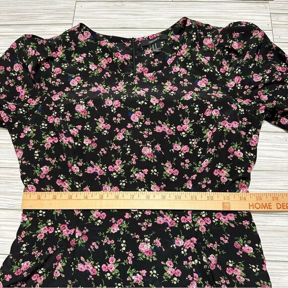 FOREVER 21 FLORAL FIT & FLARE SHORT SLEEVE‎ MINI DRESS MEDIUM COTTAGECORE FAIRY - Picture 8 of 11